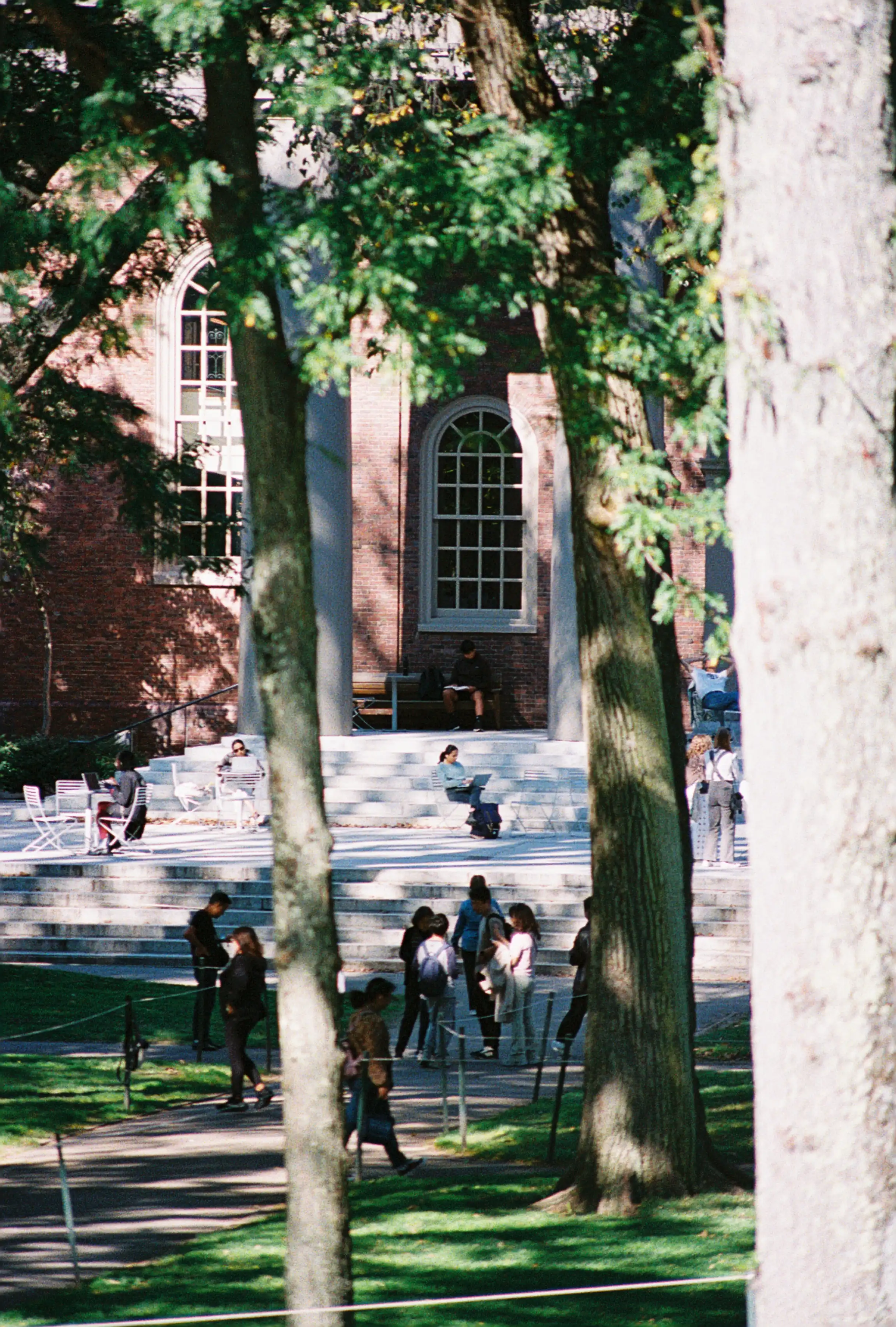 Opposite to the Library